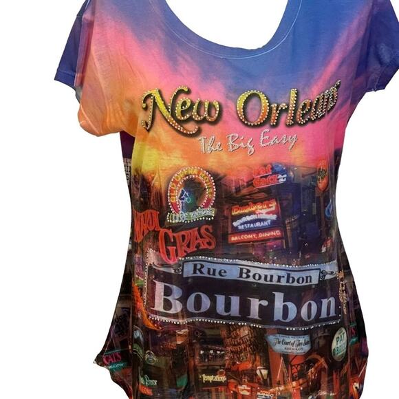 Maxi & Co New OrleansThe Big Easy 100% Polyester Rhinestone T-Shirt Size 3XL - Picture 2 of 7